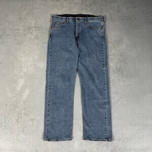 Wrangler Relaxed Fit Straight Leg Denim Medium Wash Jeans - Size: 34x30